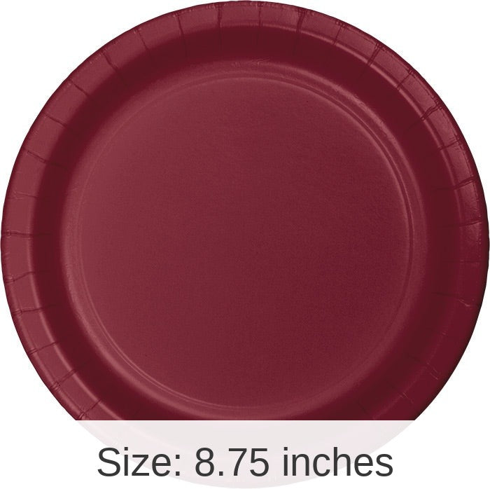 240/Case Bulk Burgundy Sturdy Style 8.75 inch Dinner Plates