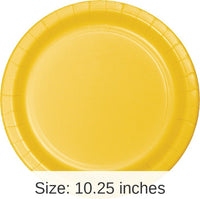 240/Case Bulk School Bus Yellow Sturdy Style Paper Banquet Plates 10.25 inch
