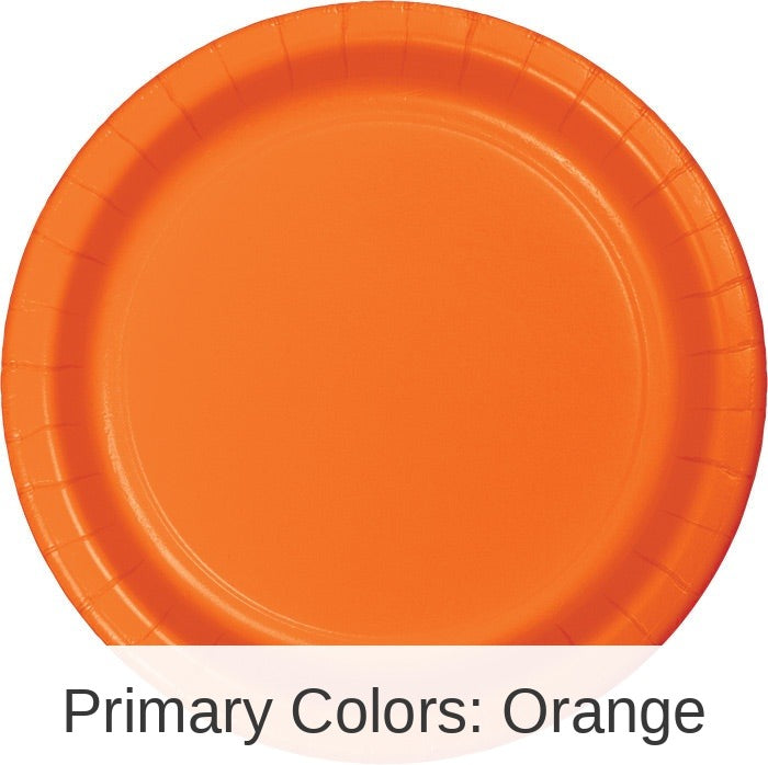 240/Case Bulk Sunkissed Orange Sturdy Style Paper Banquet Plates 10.25 inch