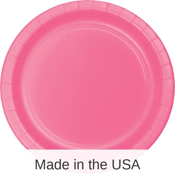 240/Case Bulk Candy Pink Sturdy Style Paper Banquet Plates 10.25 inch