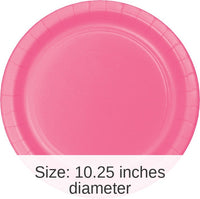 240/Case Bulk Candy Pink Sturdy Style Paper Banquet Plates 10.25 inch