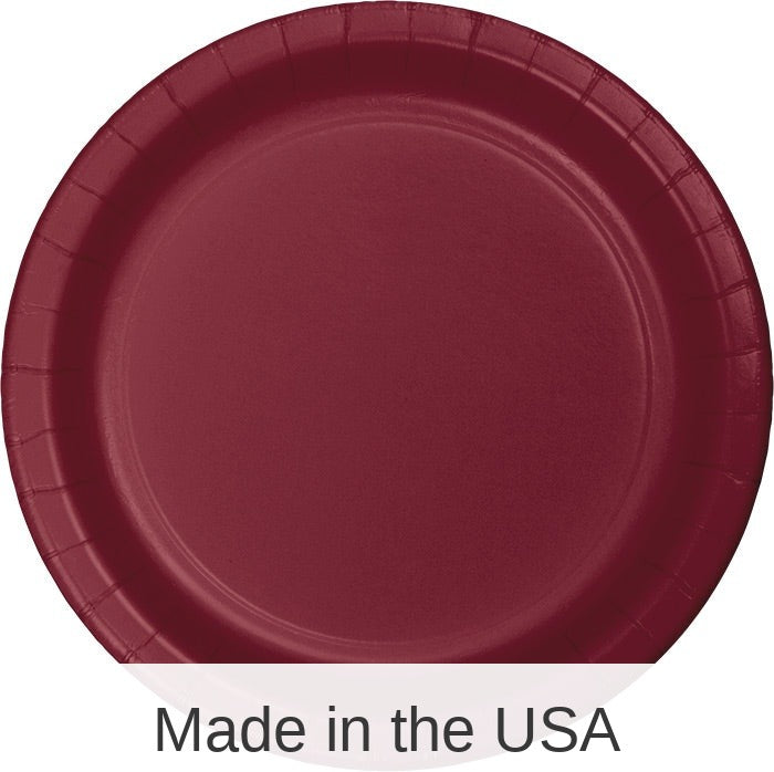 240/Case Bulk Burgundy Sturdy Style Paper Banquet Plates 10.25 inch