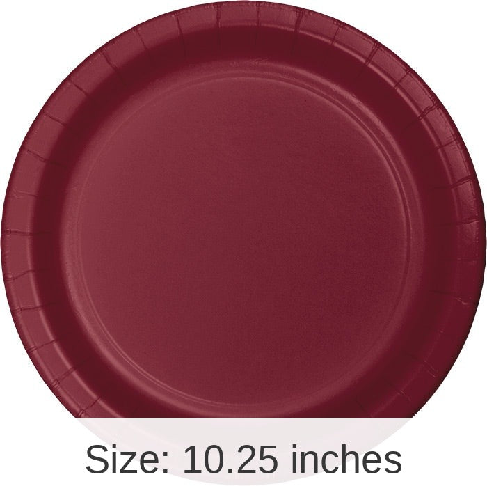 240/Case Bulk Burgundy Sturdy Style Paper Banquet Plates 10.25 inch