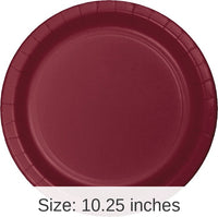 240/Case Bulk Burgundy Sturdy Style Paper Banquet Plates 10.25 inch