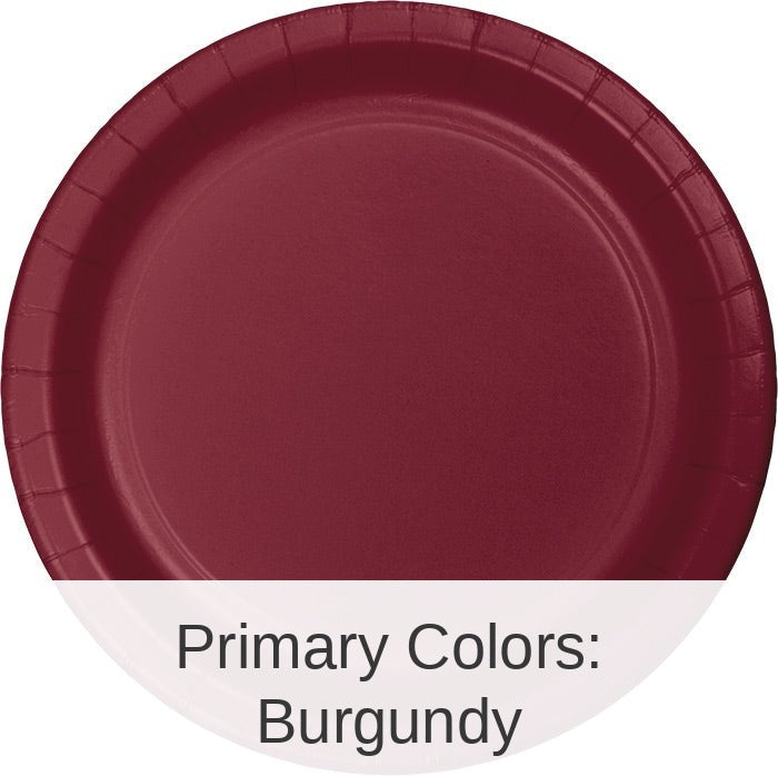 240/Case Bulk Burgundy Sturdy Style Paper Banquet Plates 10.25 inch