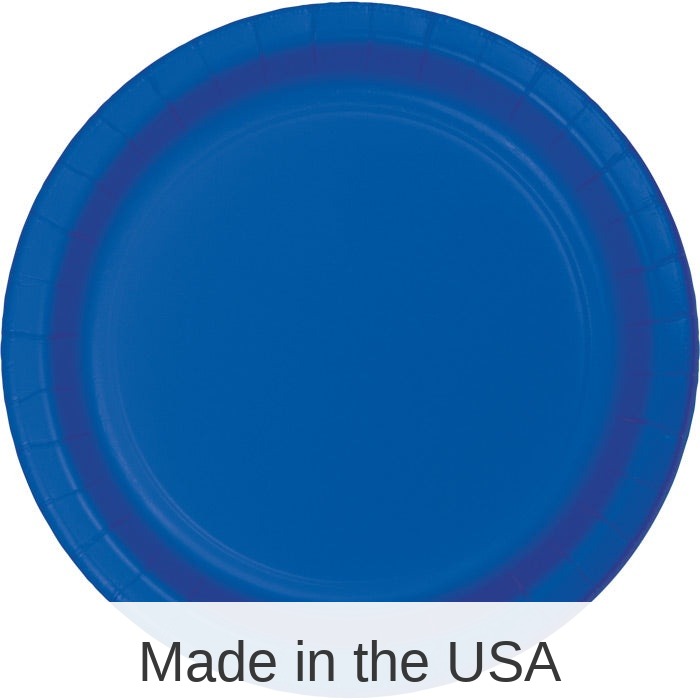 240/Case Bulk Cobalt Blue Sturdy Style Paper Banquet Plates 10.25 inch