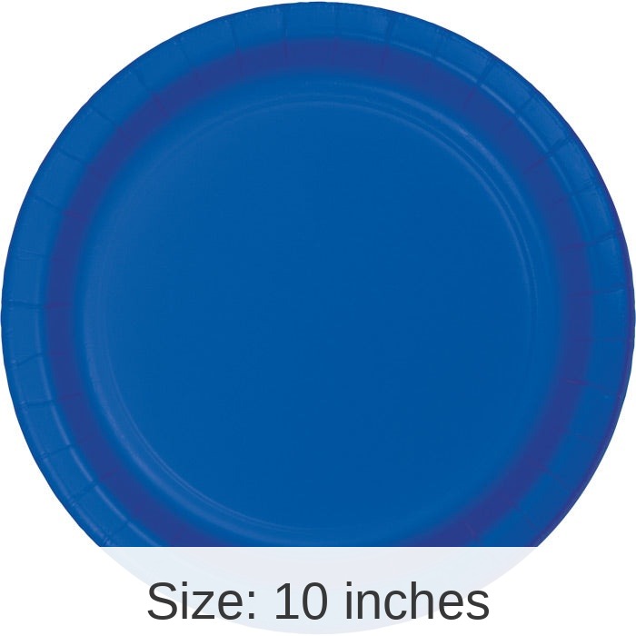240/Case Bulk Cobalt Blue Sturdy Style Paper Banquet Plates 10.25 inch