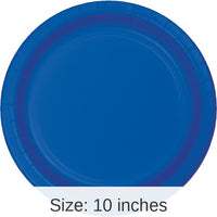 240/Case Bulk Cobalt Blue Sturdy Style Paper Banquet Plates 10.25 inch