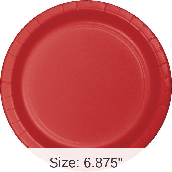 96/Case Bulk Classic Red Value Friendly Dessert Plates