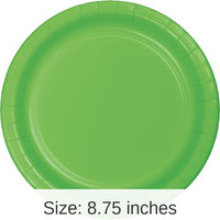 96/Case Bulk Fresh Lime Green Value Friendly 8.75 inch Dinner Plates