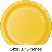 96/Case Bulk School Bus Yellow Value Friendly 8.75 inch Dinner Plates