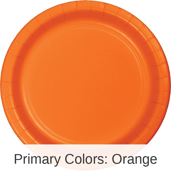 96/Case Bulk Sunkissed Orange Value Friendly 8.75 inch Dinner Plates