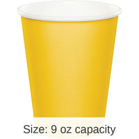 240/Case Bulk School Bus Yellow 9 oz Hot & Cold Cups