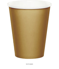 240/Case Bulk Glittering Gold 9 oz Hot & Cold Cups