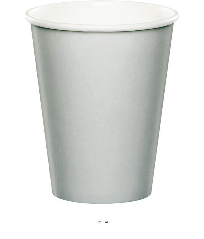 240/Case Bulk Shimmering Silver 9 oz Hot & Cold Cups