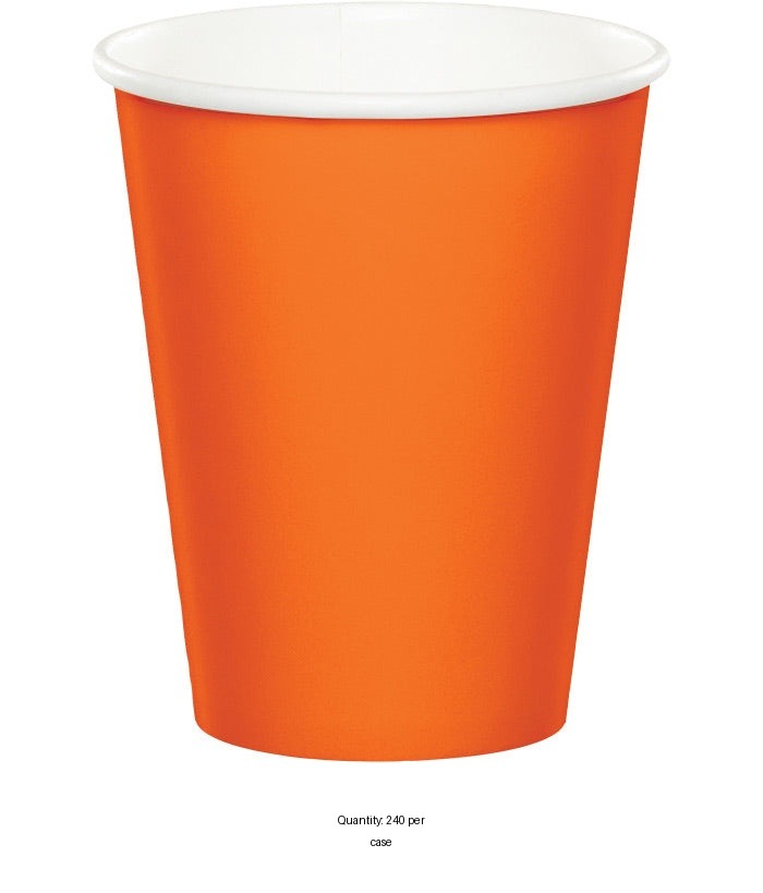 240/Case Bulk Sunkissed Orange 9 oz Hot & Cold Cups