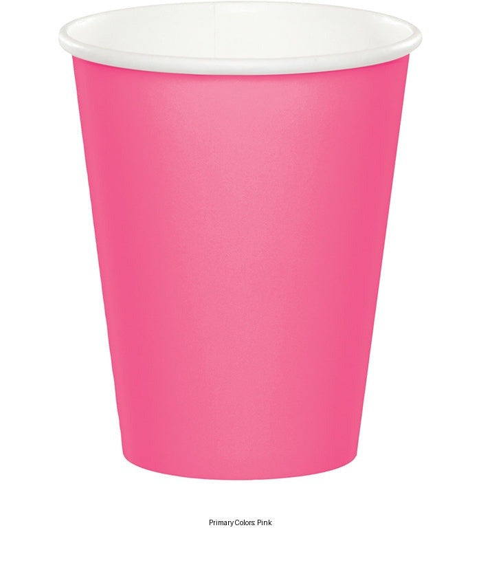 96/Case Bulk Candy Pink Value Friendly 9 oz Hot & Cold Cups