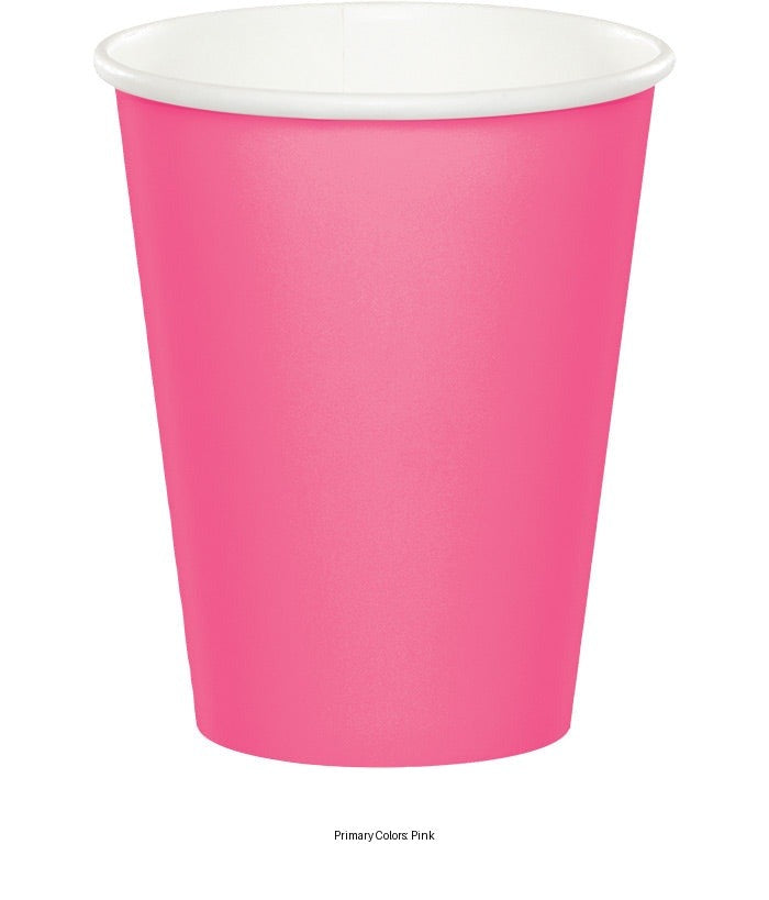 240/Case Bulk Candy Pink 9 oz Hot & Cold Cups