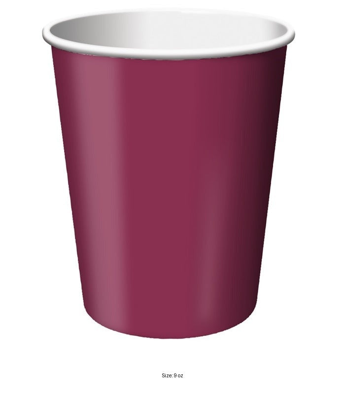 240/Case Bulk Burgundy 9 oz Hot & Cold Cups