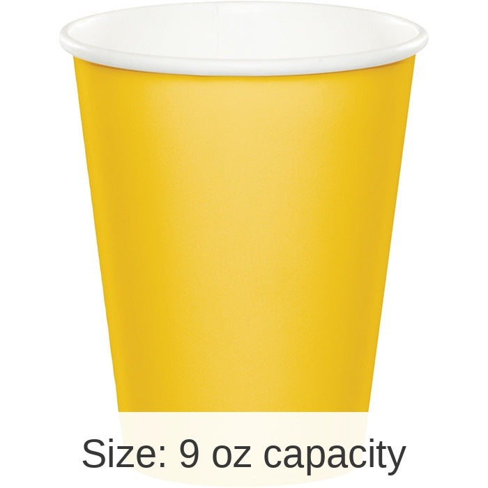 96/Case Bulk School Bus Yellow Value Friendly 9 oz Hot & Cold Cups