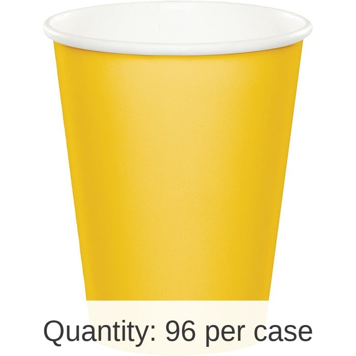 96/Case Bulk School Bus Yellow Value Friendly 9 oz Hot & Cold Cups