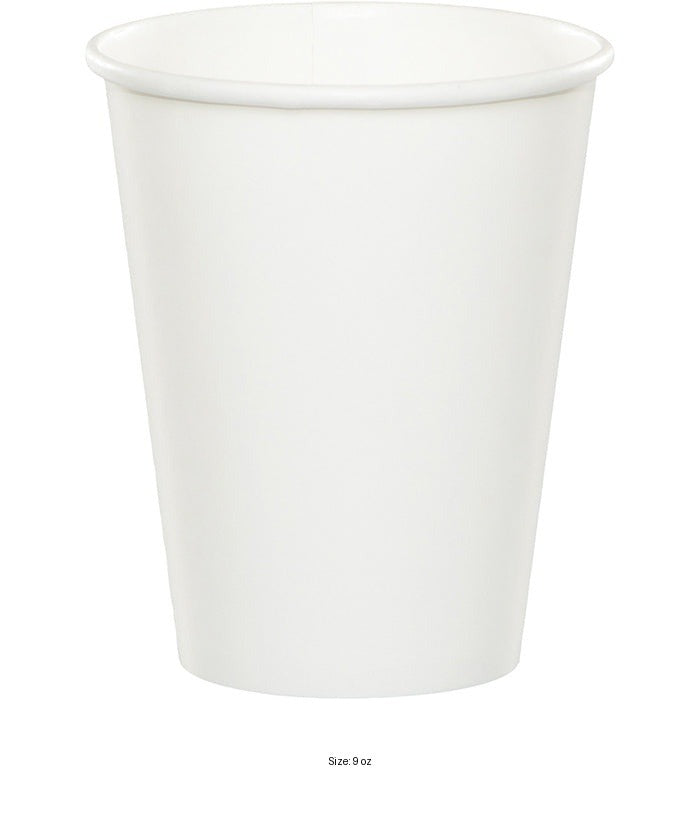 96/Case Bulk White Value Friendly 9 oz Hot & Cold Cups