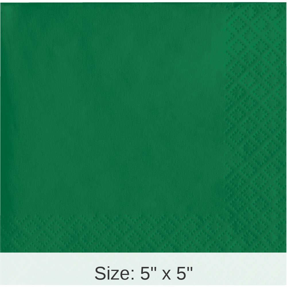 500/Case Bulk Emerald Green Beverage Napkins 3 ply