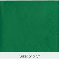 500/Case Bulk Emerald Green Beverage Napkins 3 ply
