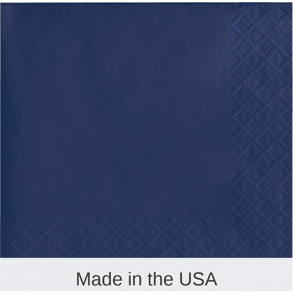 500/Case Bulk Navy Blue Beverage Napkins 3 ply