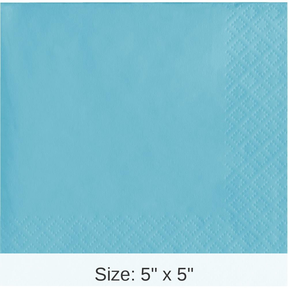 500/Case Bulk Pastel Blue Beverage Napkins 3 ply
