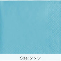 500/Case Bulk Pastel Blue Beverage Napkins 3 ply