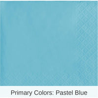 500/Case Bulk Pastel Blue Beverage Napkins 3 ply