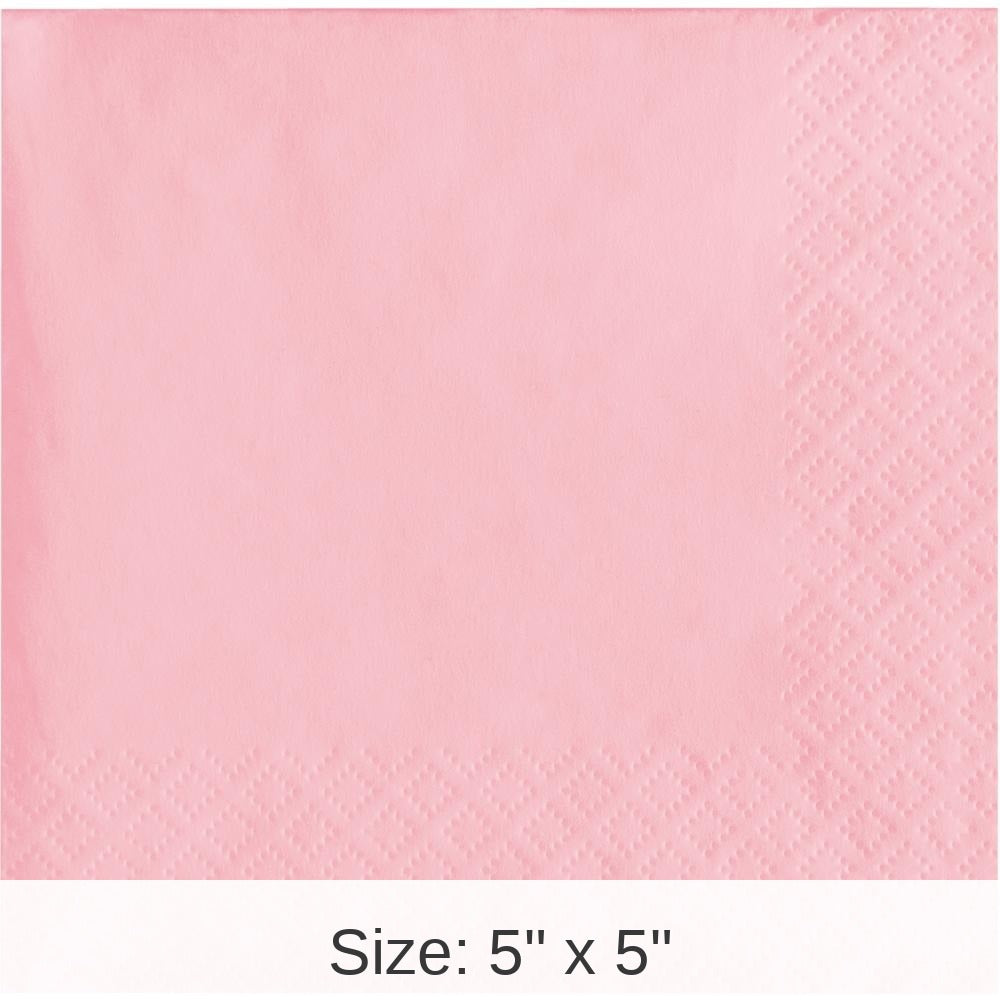 500/Case Bulk Classic Pink Beverage Napkins 3 ply