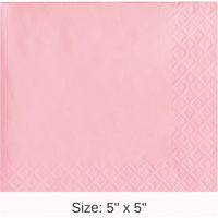 500/Case Bulk Classic Pink Beverage Napkins 3 ply