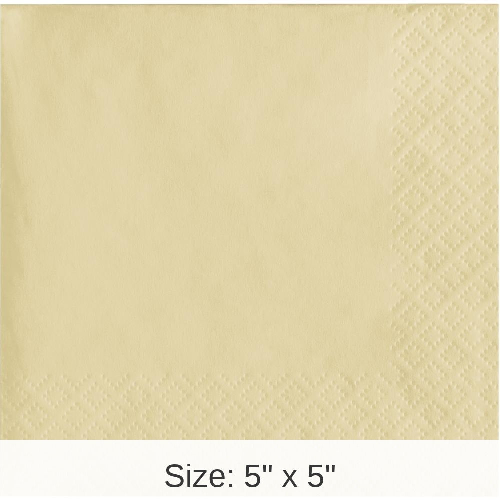 500/Case Bulk Ivory Beverage Napkins 3 ply