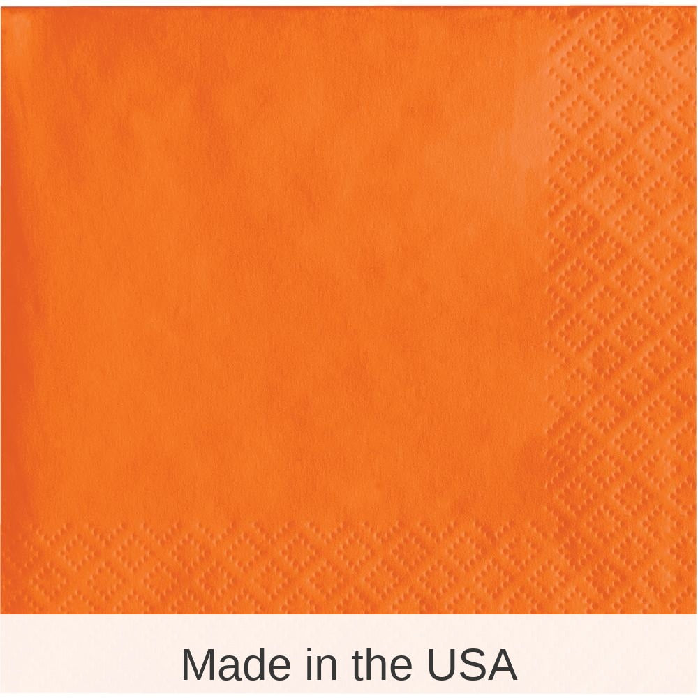 500/Case Bulk Sunkissed Orange Beverage Napkins 3 ply