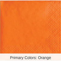 500/Case Bulk Sunkissed Orange Beverage Napkins 3 ply
