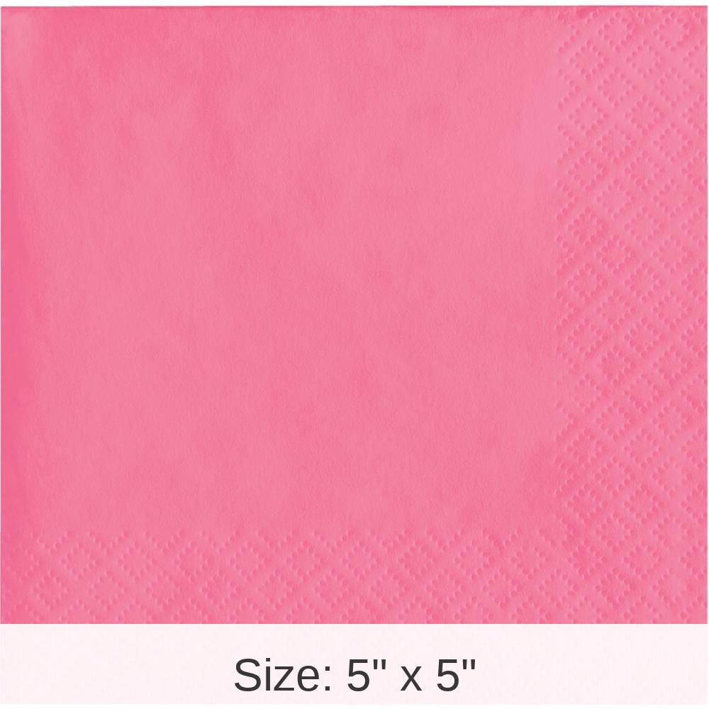 240/Case Bulk Candy Pink Value Friendly Beverage Napkins