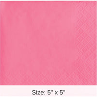 240/Case Bulk Candy Pink Value Friendly Beverage Napkins
