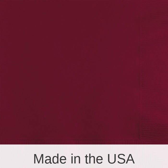 500/Case Bulk Burgundy Beverage Napkins 3 ply