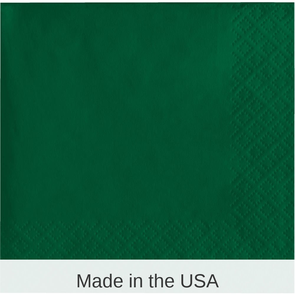 500/Case Bulk Hunter Green Beverage Napkins 3 ply