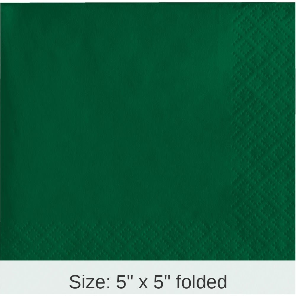 500/Case Bulk Hunter Green Beverage Napkins 3 ply