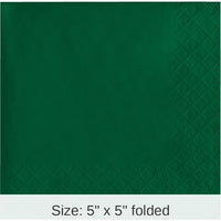 500/Case Bulk Hunter Green Beverage Napkins 3 ply