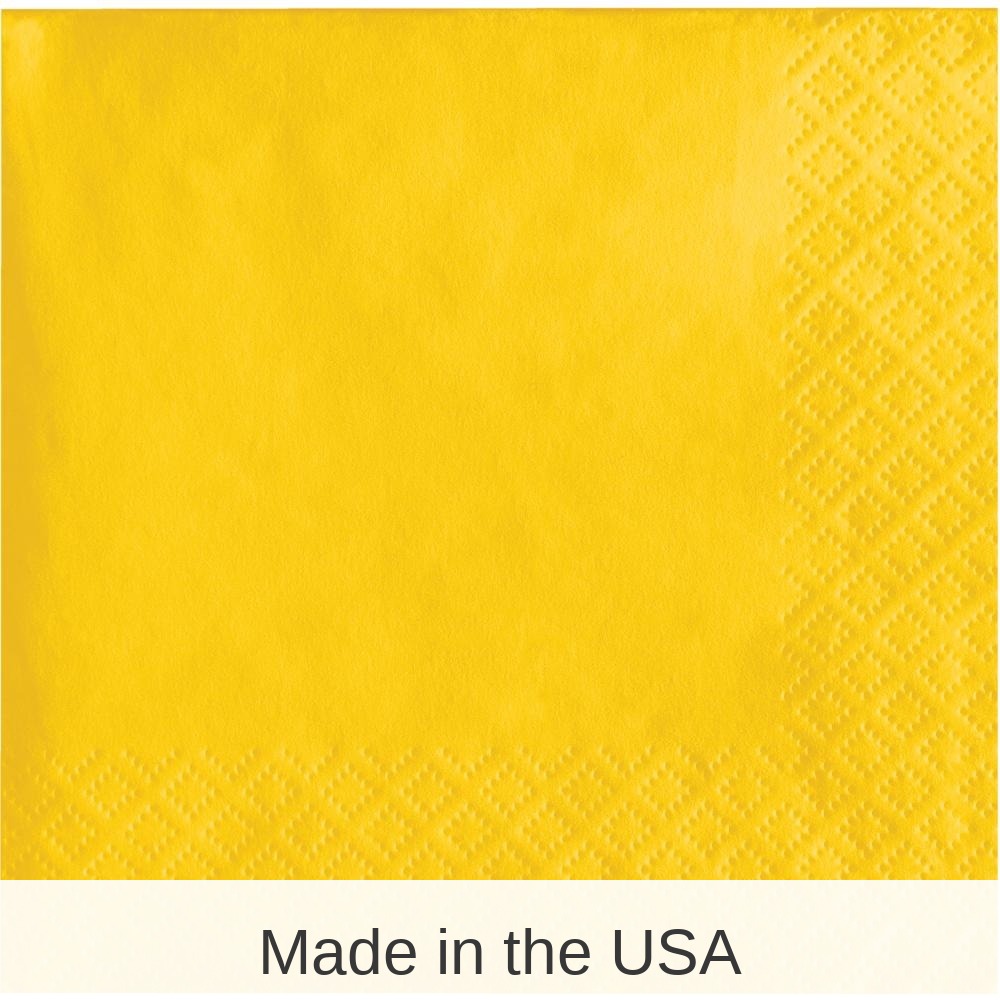 240/Case Bulk School Bus Yellow Value Friendly Beverage Napkins