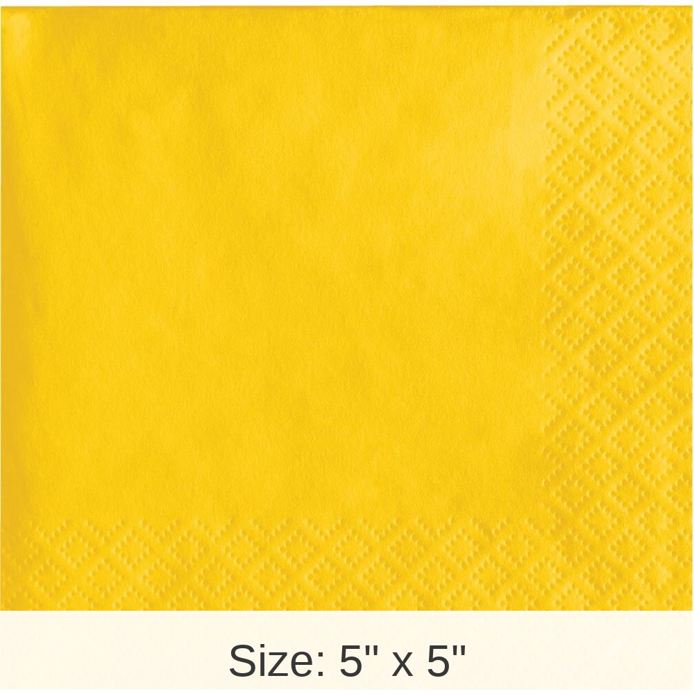 240/Case Bulk School Bus Yellow Value Friendly Beverage Napkins
