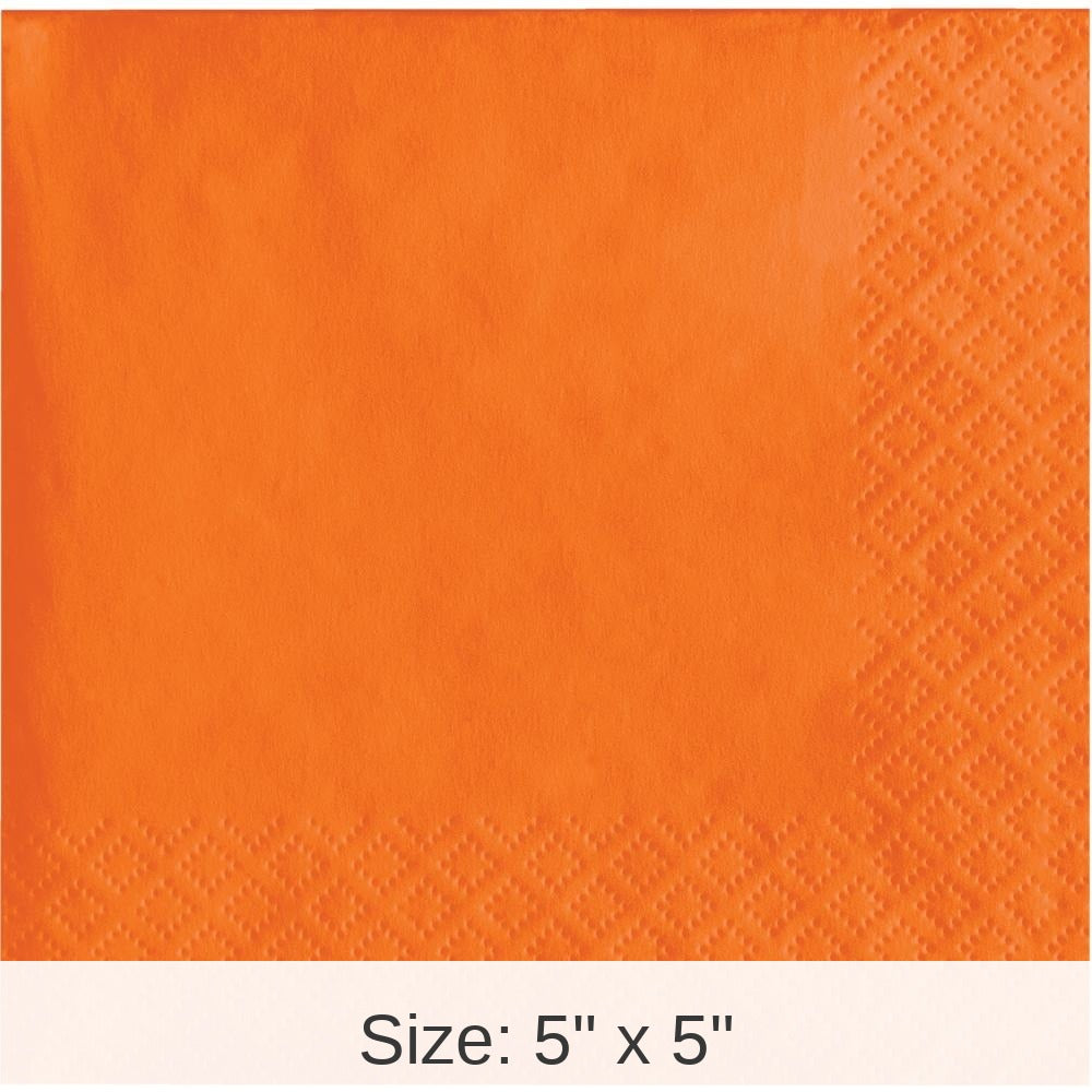 240/Case Bulk Sunkissed Orange Value Friendly Beverage Napkins