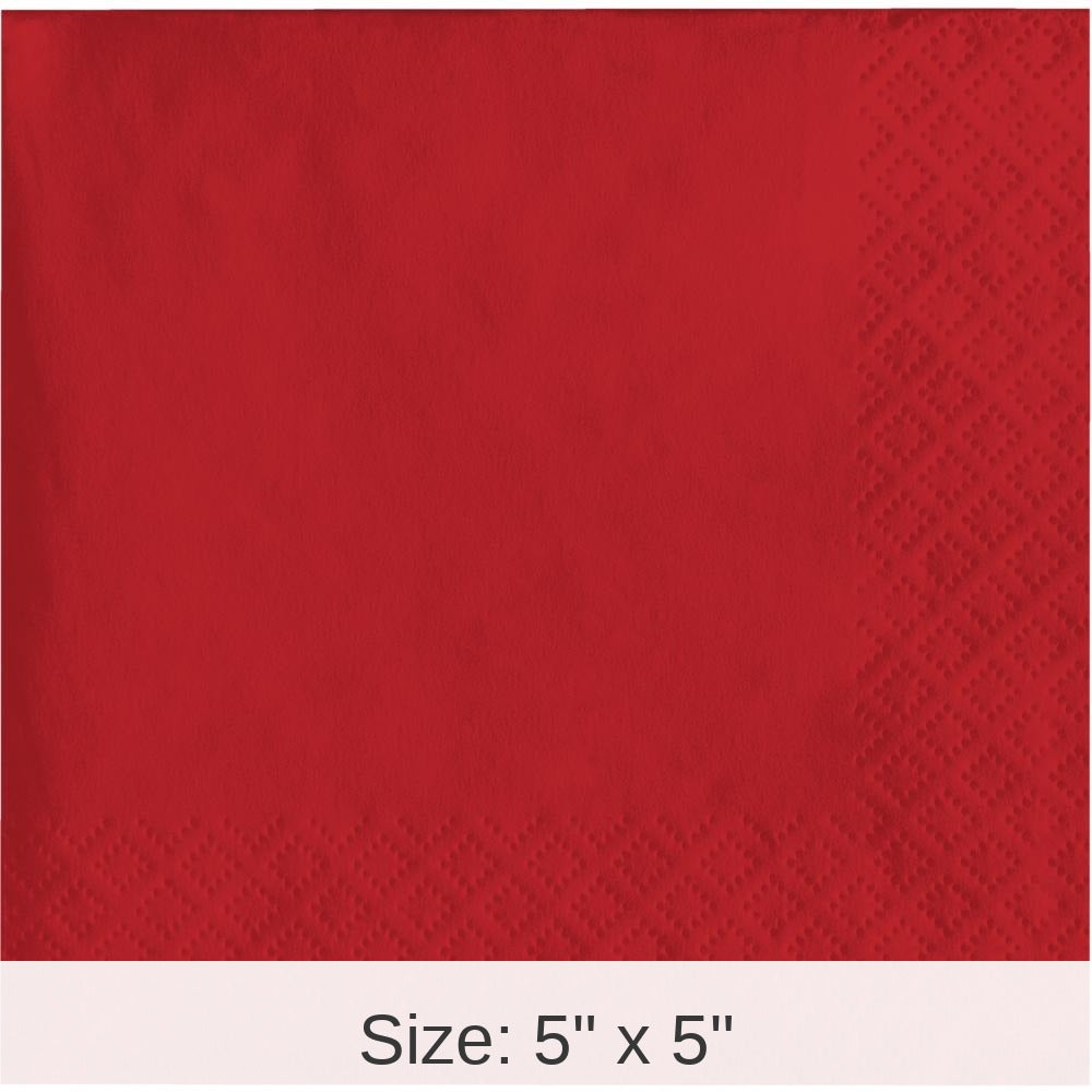 240/Case Bulk Classic Red Value Friendly Beverage Napkins