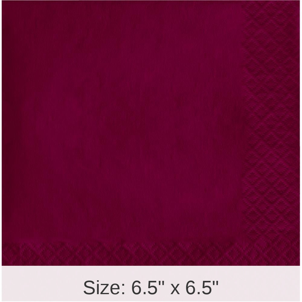 500/Case Bulk Burgundy Luncheon Napkins 3 ply