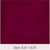 500/Case Bulk Burgundy Luncheon Napkins 3 ply