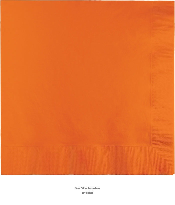 250/Case Bulk Sunkissed Orange Dinner Napkins 3 Ply